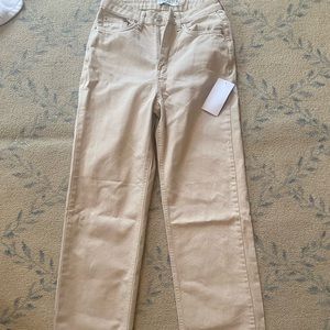 NA-KD HIGH WAISTED WIDE LEG TAN DENIM
